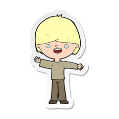 sticker of a cartoon happy boy