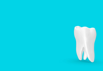 Tooth on Blue Background 3D Rendering