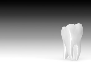 Tooth isolated on Black Background 3D Rendering
