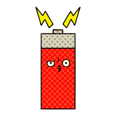 comic book style cartoon battery
