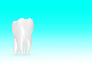 Tooth on Blue Background 3D Rendering