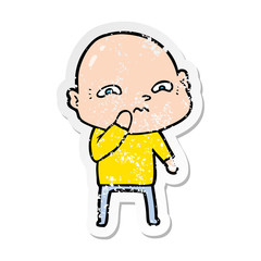 distressed sticker of a cartoon nervous man