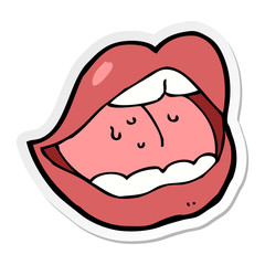 sticker of a cartoon open mouth