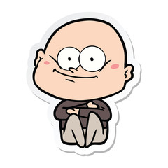 sticker of a cartoon bald man staring