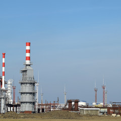 Distillation columns, pipes and other equipment furnaces refinery.