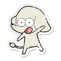 distressed sticker of a cute cartoon elephant