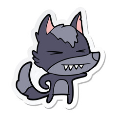 sticker of a angry wolf cartoon