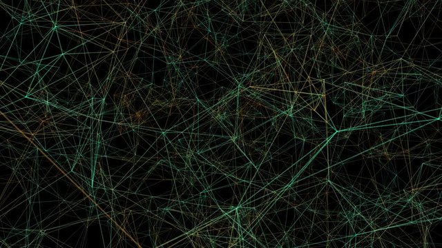 Green Plexus abstract technology background. Network, web lines 3D illustration. 