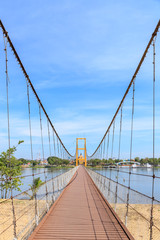Obraz premium Bangkok Bicentennial Bridge over Ping river at Tak province, Thailand