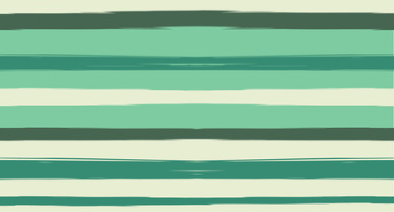 Green, Turquoise Vector Watercolor Sailor Stripes Suit Seamless Summer Pattern. Horizontal Brushstrokes Trace Vintage Grunge Textile Clothe Design. Ink Painted Trendy Trace, Geometric Uneven Prints.