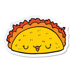 sticker of a cartoon taco