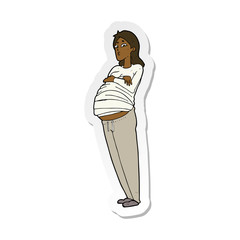 sticker of a cartoon pregnant woman