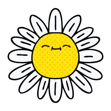 quirky comic book style cartoon flower