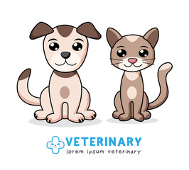 Cat and dog, veterinary clinic logo.