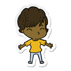 sticker of a cartoon woman thinking
