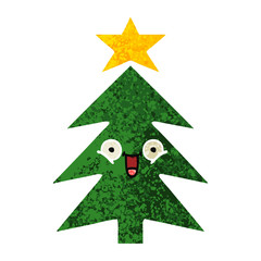 Fototapeta premium retro illustration style cartoon christmas tree