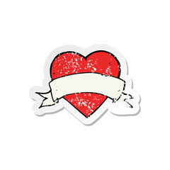retro distressed sticker of a cartoon heart tattoo