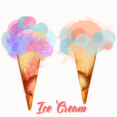 Collection of vector ice cream in colorful abstract style