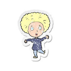 retro distressed sticker of a cartoon startled person