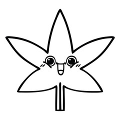 line drawing cartoon autumnal leaf