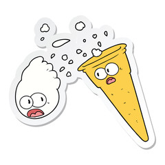 sticker of a cartoon ice cream