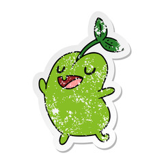 distressed sticker cartoon kawaii cute sprouting bean
