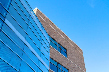 A Modern building against vibrant blue sky