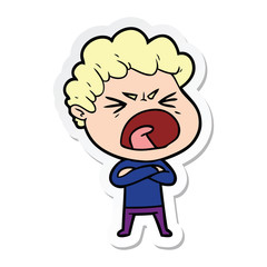 sticker of a cartoon furious man