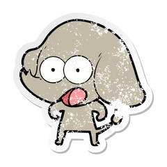 distressed sticker of a cute cartoon elephant