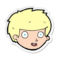 sticker of a cartoon happy boys face
