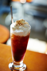 Iced latte cream on top