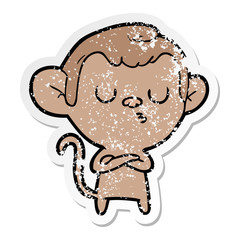 distressed sticker of a cartoon monkey