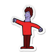 sticker of a cartoon happy vampire