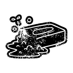 grunge icon drawing of a bubbled soap