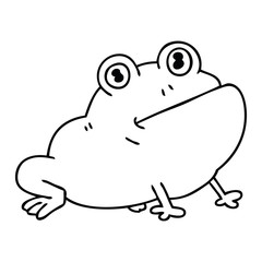 quirky line drawing cartoon frog