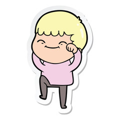 sticker of a cartoon happy boy