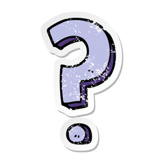 distressed sticker of a cartoon question mark