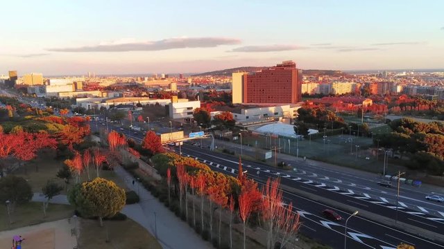 Aerial view in Barcelona. Catalonia. Spain. 4k Drone Video