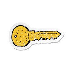 retro distressed sticker of a cartoon key