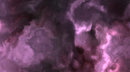 Fototapeta na wymiar Stormy pink and violet clouds in a nebula in space, slowly moving, forming and dissolving,