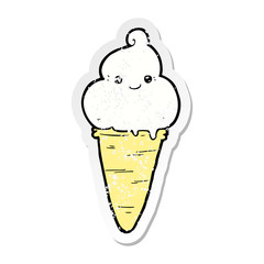 distressed sticker of a cartoon ice cream