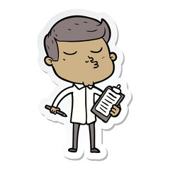 Obraz na płótnie Canvas sticker of a cartoon model guy pouting