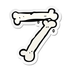 sticker of a cartoon halloween bone number