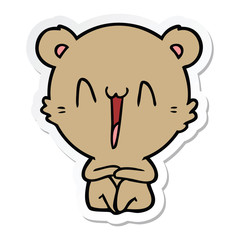sticker of a happy bear sitting cartoon