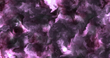 Stormy pink and violet clouds in a nebula in space, slowly moving, forming and dissolving,