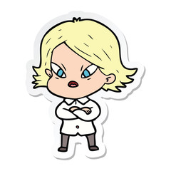 sticker of a cartoon stressed woman