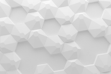 white light hexagon 3d graphics background illustration pattern. abstract blank with copy space.