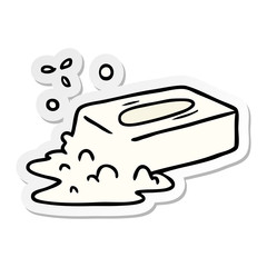 sticker cartoon doodle of a bubbled soap