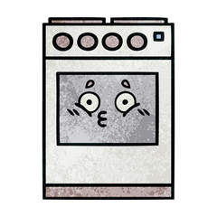 retro grunge texture cartoon kitchen oven