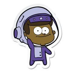 sticker of a happy astronaut cartoon